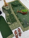 Nsr 879 Heavy Faux Georgette Top With Pant Dupatta Wholesale Market In Surat